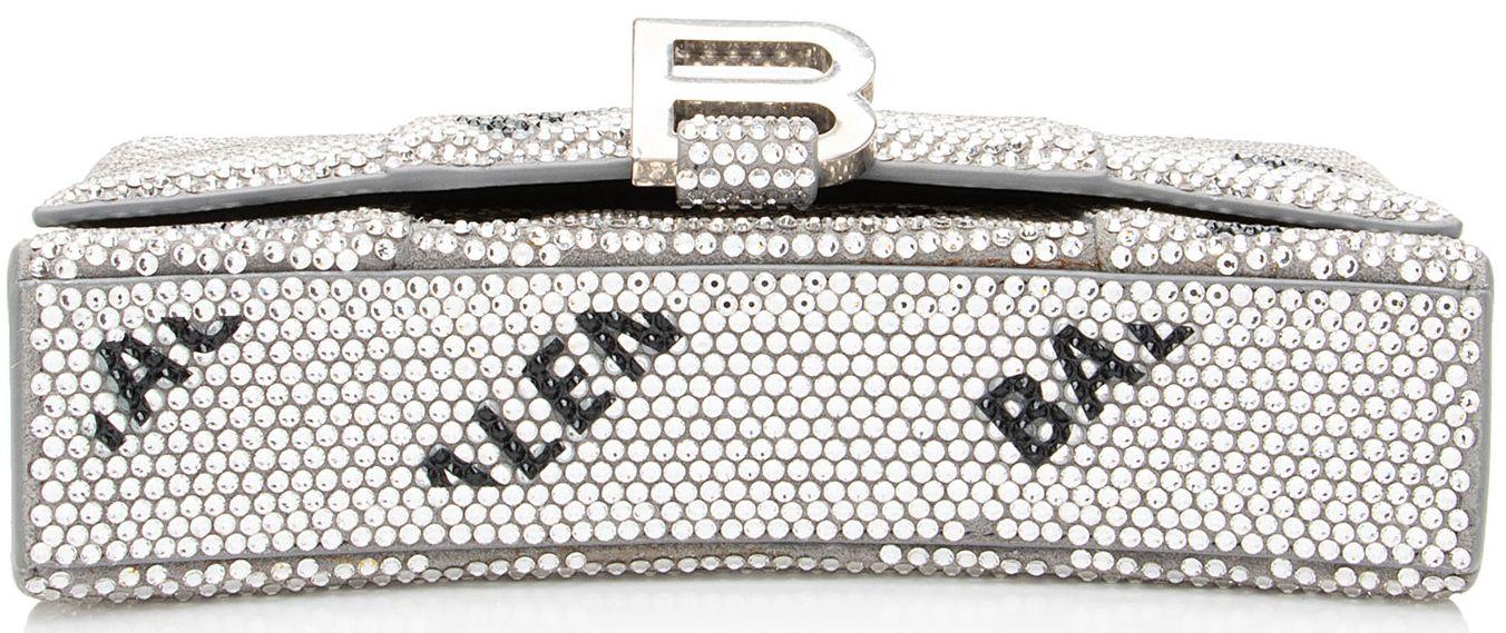 Balenciaga Crystal Logo Hourglass Chain Bag - Crystal - Black/Silver