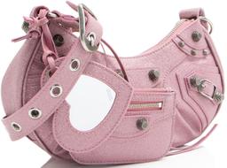 Balenciaga Glitter Fabric Le Cagole XS Shoulder Bag - Glitter Textile - Pink