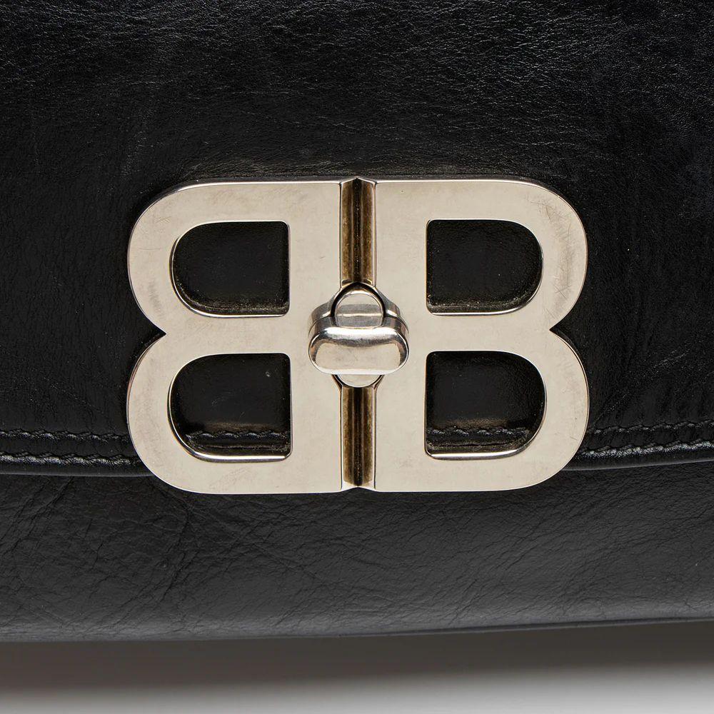 Balenciaga Leather BB Soft Medium Shoulder Bag - Leather - Black