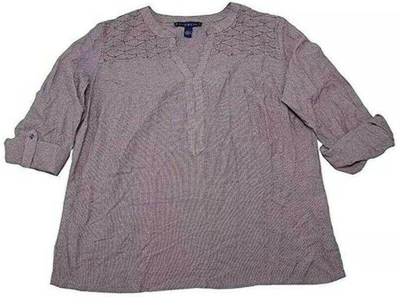 Bandolino  Women's Trinity Roll-Tab Sleeve Blouse - Moody Blue - XL - New With Tags
