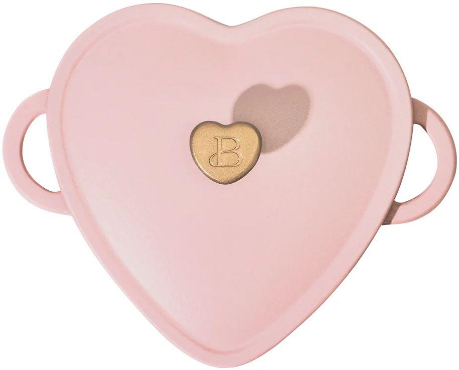 Beautiful  2Qt. Cast Enamel Heart Dutch Oven - Pink Champagne - Excellent