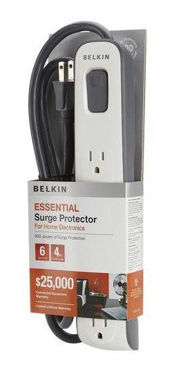 Belkin  6 Outlets 630 j Surge Suppressor 4ft - White - Excellent