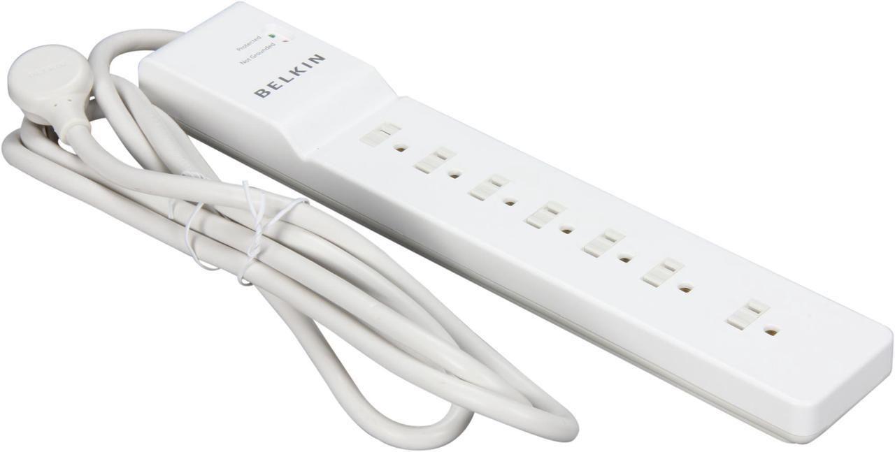 Belkin  7 Outlets 2160 Joules Surge Protector 7Ft - White - Excellent