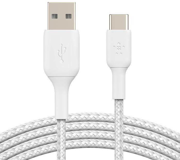 Belkin  BoostCharge Braided USB-C to USB-A Cable - White (2m) 6.6ft - Excellent