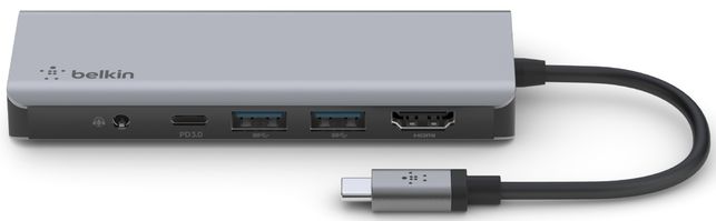 Belkin Connect USB-C 7-in-1 Multiport Hub Adapter - Space Gray
