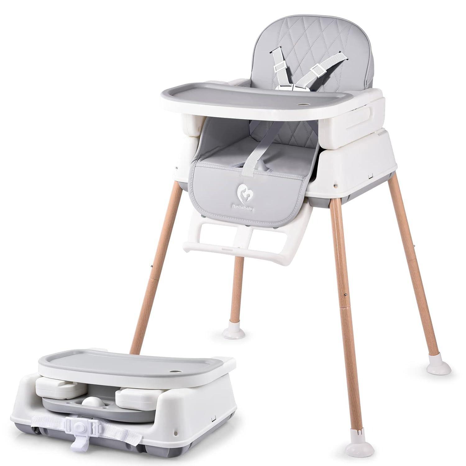 Bellababy  3-in-1 Baby High Chair Adjustable Convertible Chairs - White/Grey - Excellent