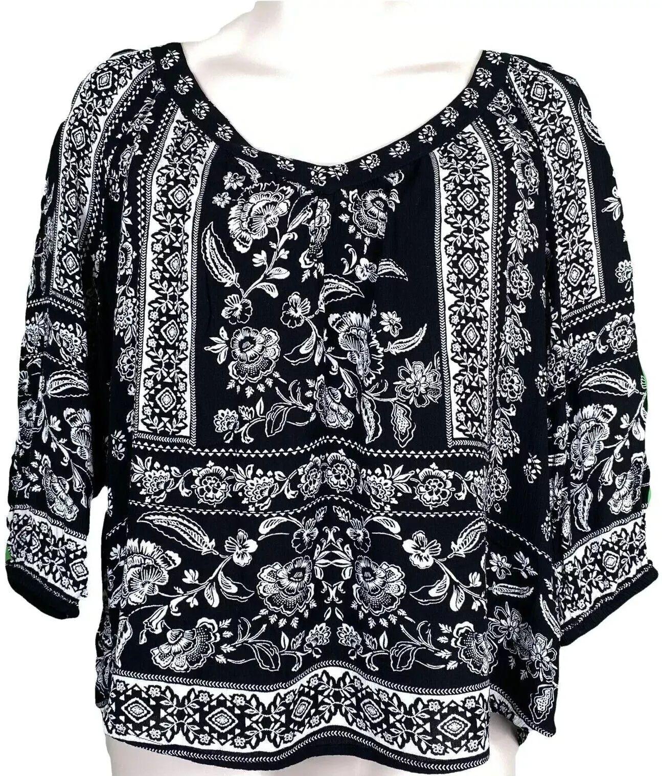 Bila  Women Owned 3/4 Sleeve Top (X Large) - Black - Brand New