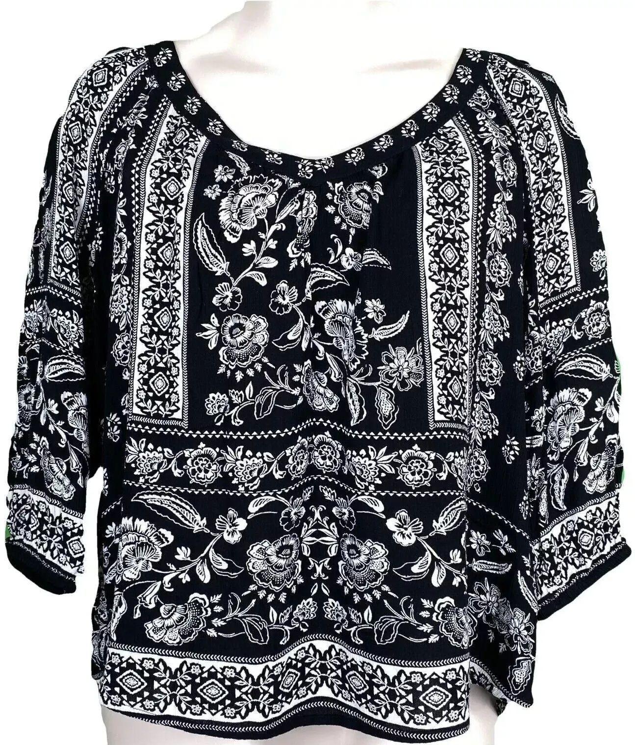 Bila Women Owned 3/4 Sleeve Top (XX Large) - Black