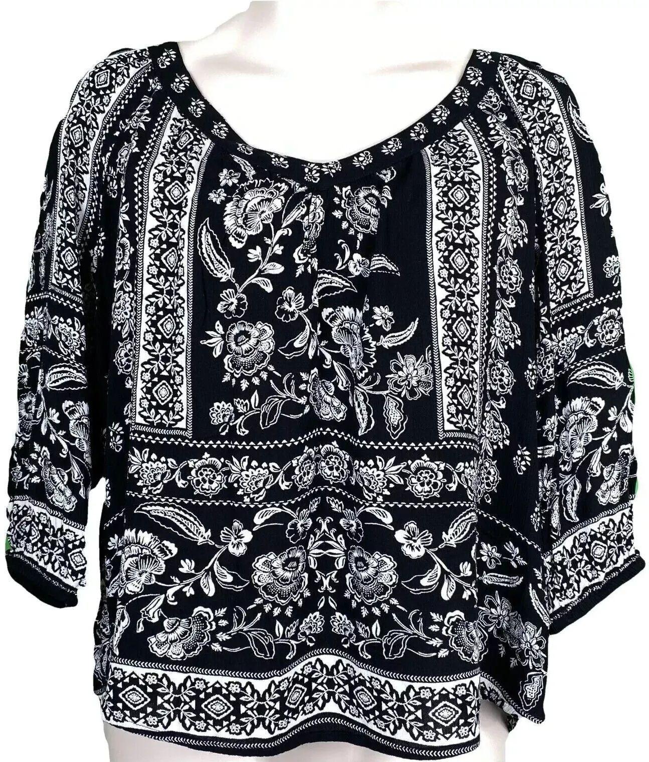 Bila  Women Owned 3/4 Sleeve Top (XX Large) - Black - Brand New