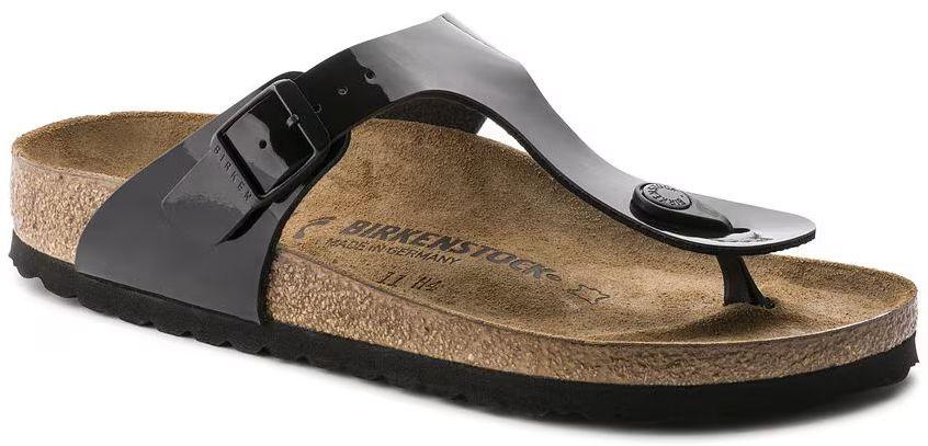 Birkenstock  Gizeh Birko-Flor Patent Unisex Sandals - Black - 10 - Excellent