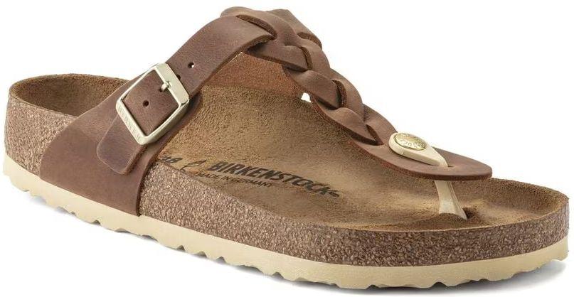 Birkenstock  Gizeh Braided Oiled Leather Sandals - Cognac - 4 - Excellent