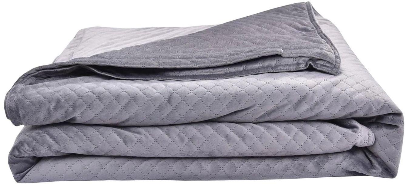 BlanQuil Quilted 15lbs Weighted Blanket 48”x74" - Grey