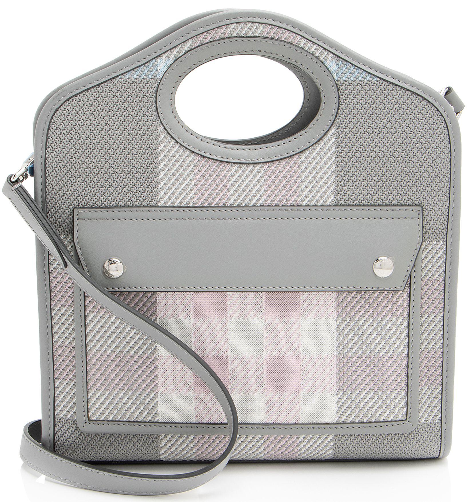 Burberry  Calfskin Check Mini Pocket Tote - Pink/Grey - Canvas - Excellent