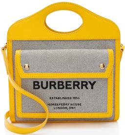Burberry Canvas Horseferry Mini Pocket Tote - Canvas - Beige/Yellow