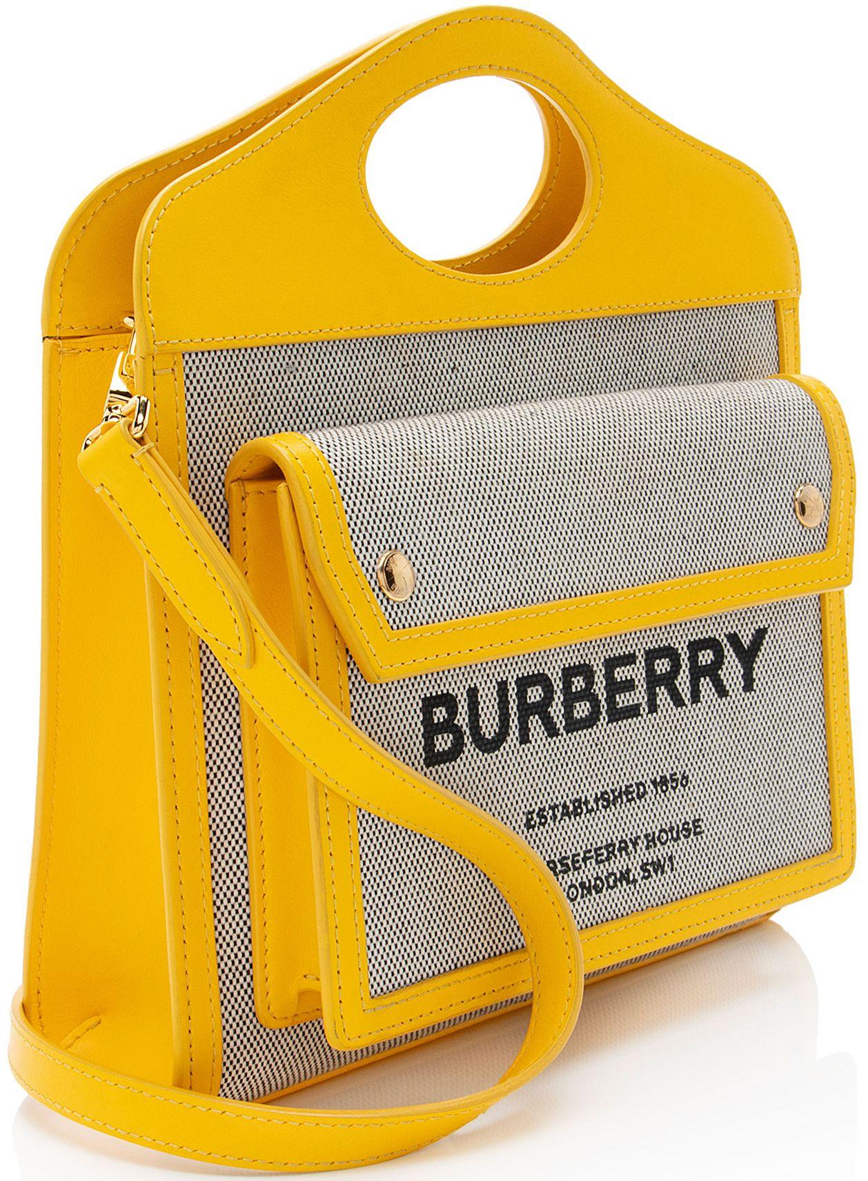 Burberry Canvas Horseferry Mini Pocket Tote - Canvas - Beige/Yellow