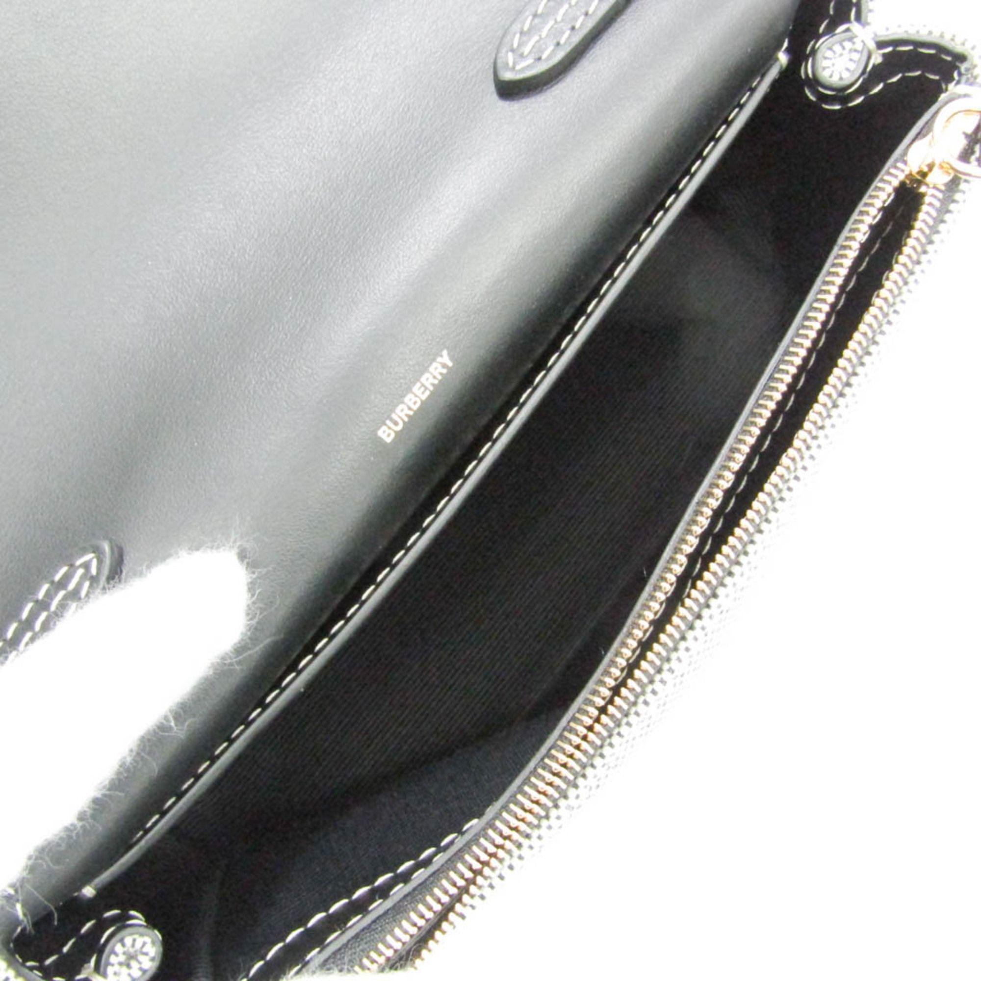 Burberry Canvas Leather Shoulder Bag - Canvas - Black/Red