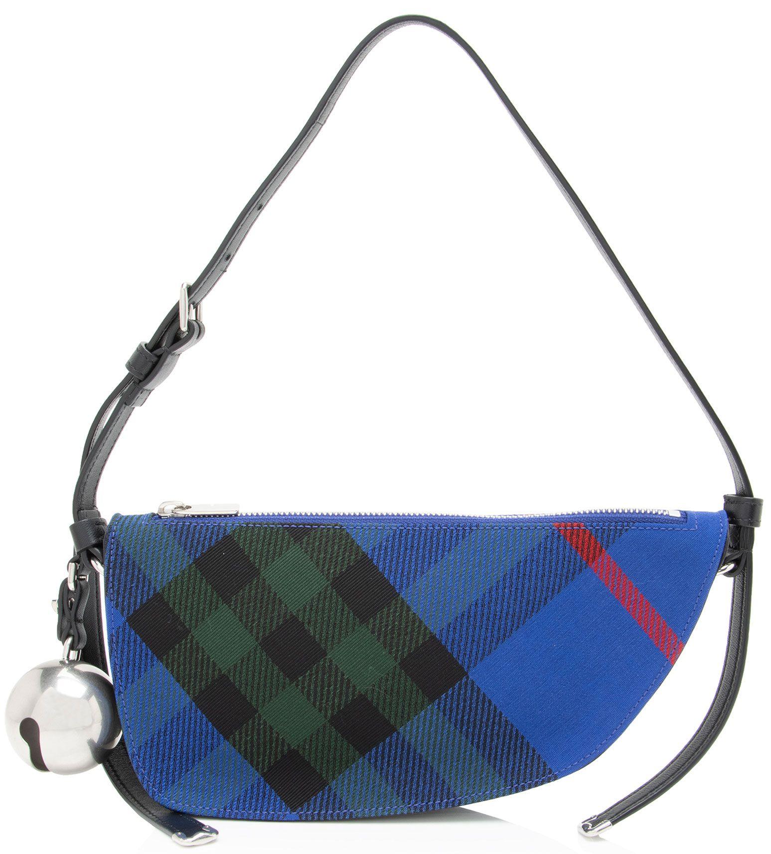 Burberry  Check Shield Mini Shoulder Bag - Blue - Canvas - Brand New