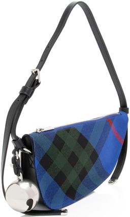Burberry Check Shield Mini Shoulder Bag - Canvas - Blue