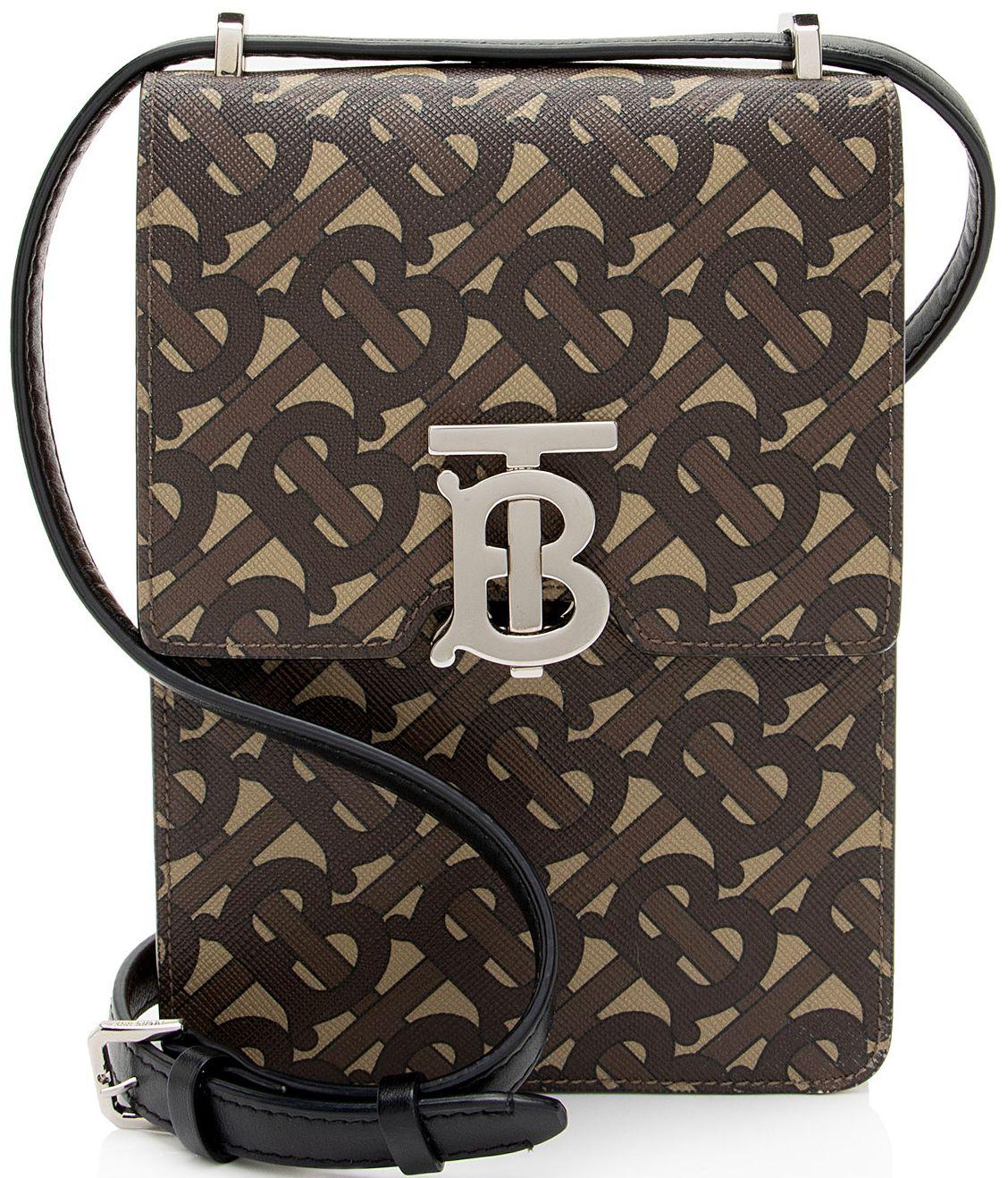 Burberry  E-Canvas TB Monogram Robin Mini Messenger - Brown/Black - Coated Canvas - Excellent