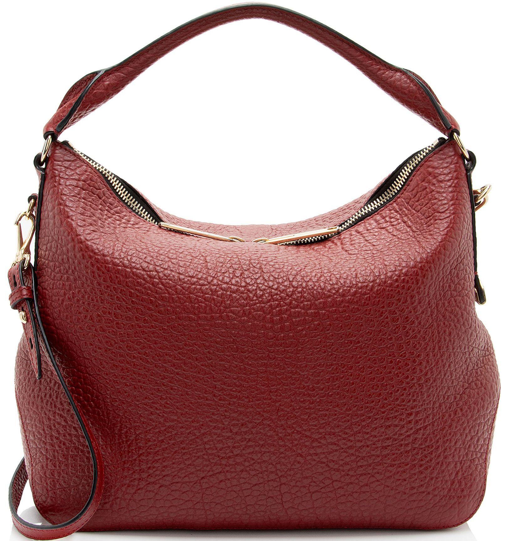 Burberry  Grained Leather Ledbury Hobo - Red - Grained Leather - Good