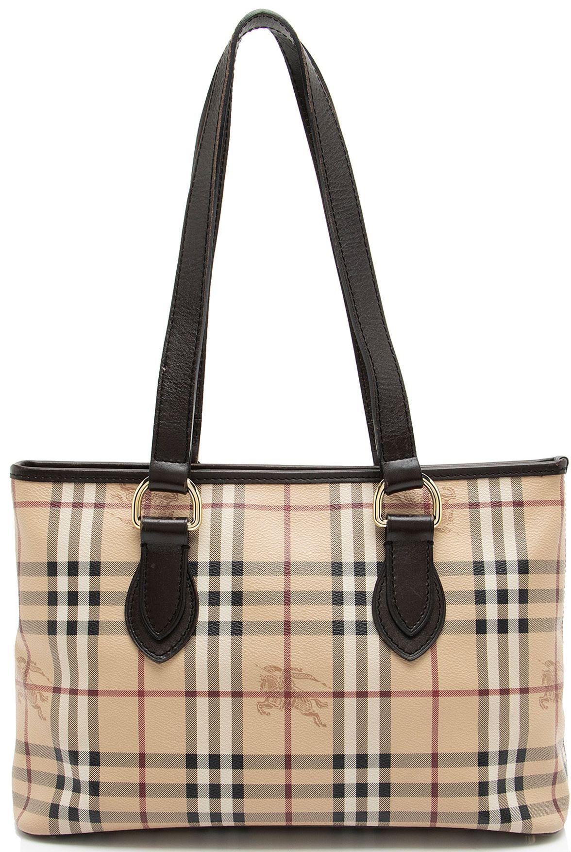 Burberry  Haymarket Check Regent Medium Tote - Beige/Brown - Coated Canvas - Excellent