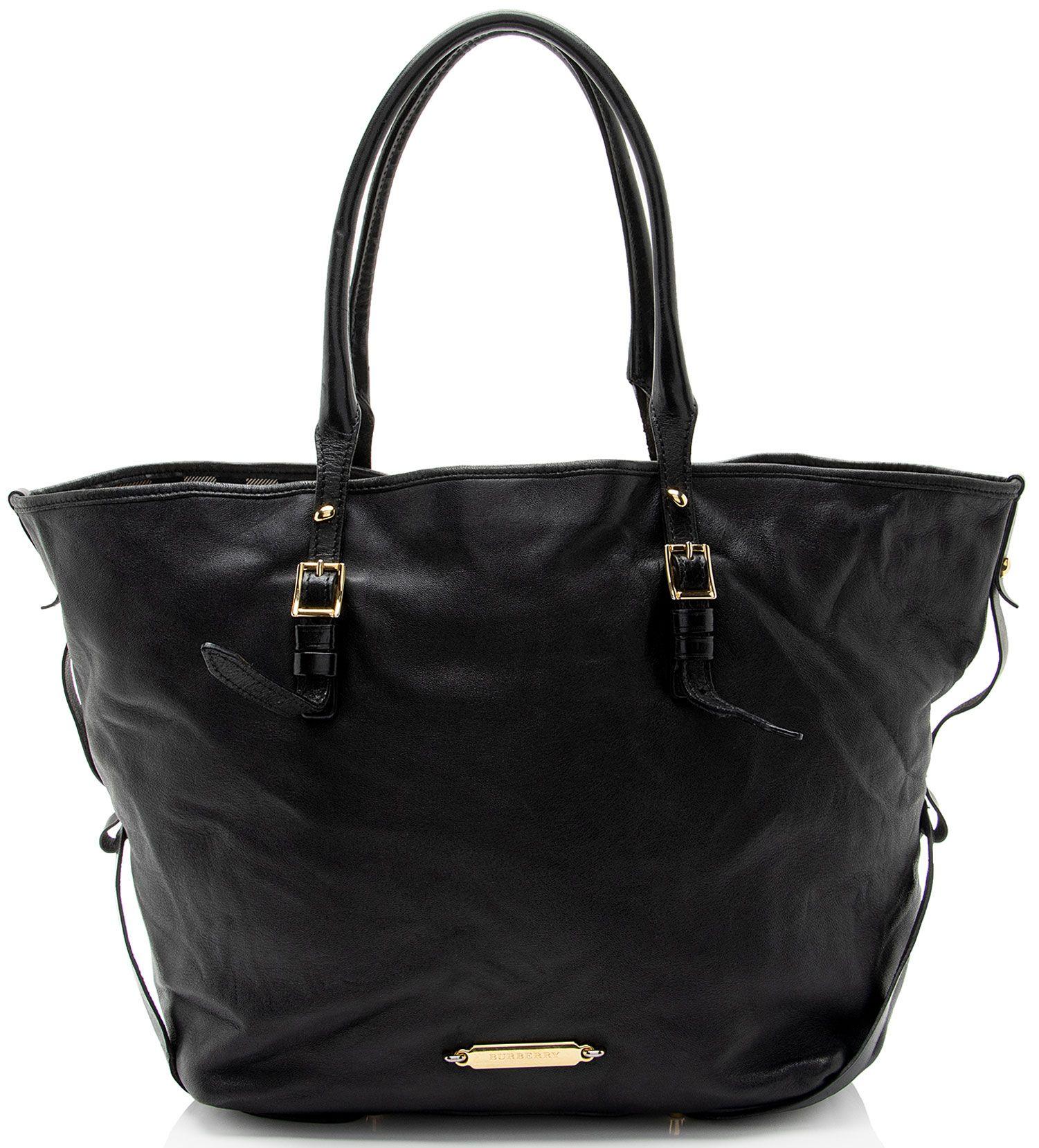 Burberry  Lambskin Salisbury Bridle Medium Tote - Black - Lambskin - Good