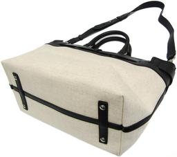 Burberry Leather Canvas Handbag Shoulder Bag - Leather - Black/Light Beige