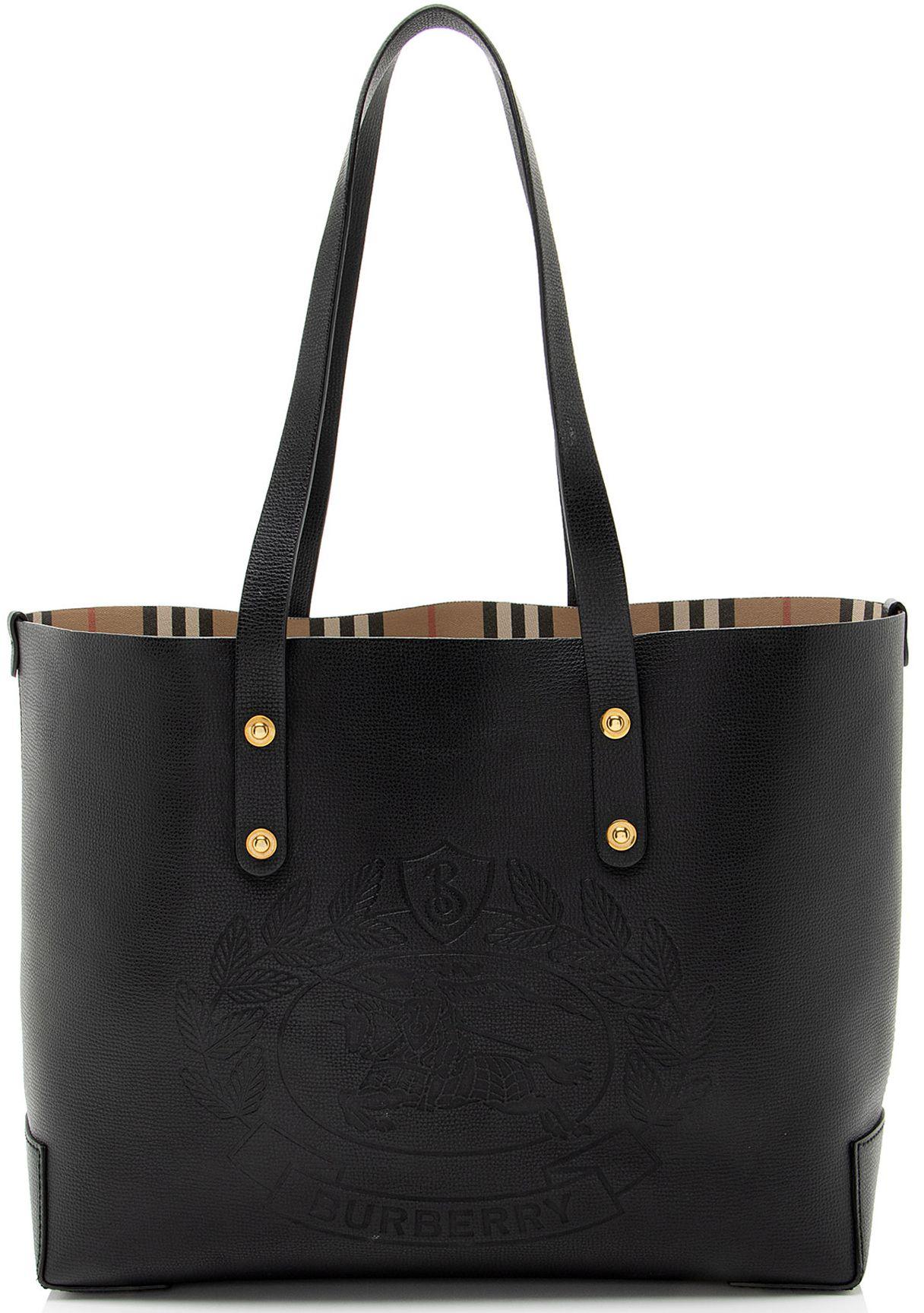 Burberry  Leather Crest Small Tote - Black - Leather - Excellent