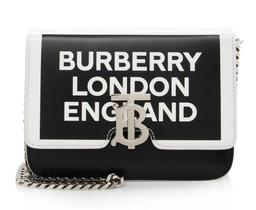 Burberry Leather Logo TB Shoulder Bag - Leather - Black/White