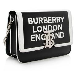 Burberry Leather Logo TB Shoulder Bag - Leather - Black/White