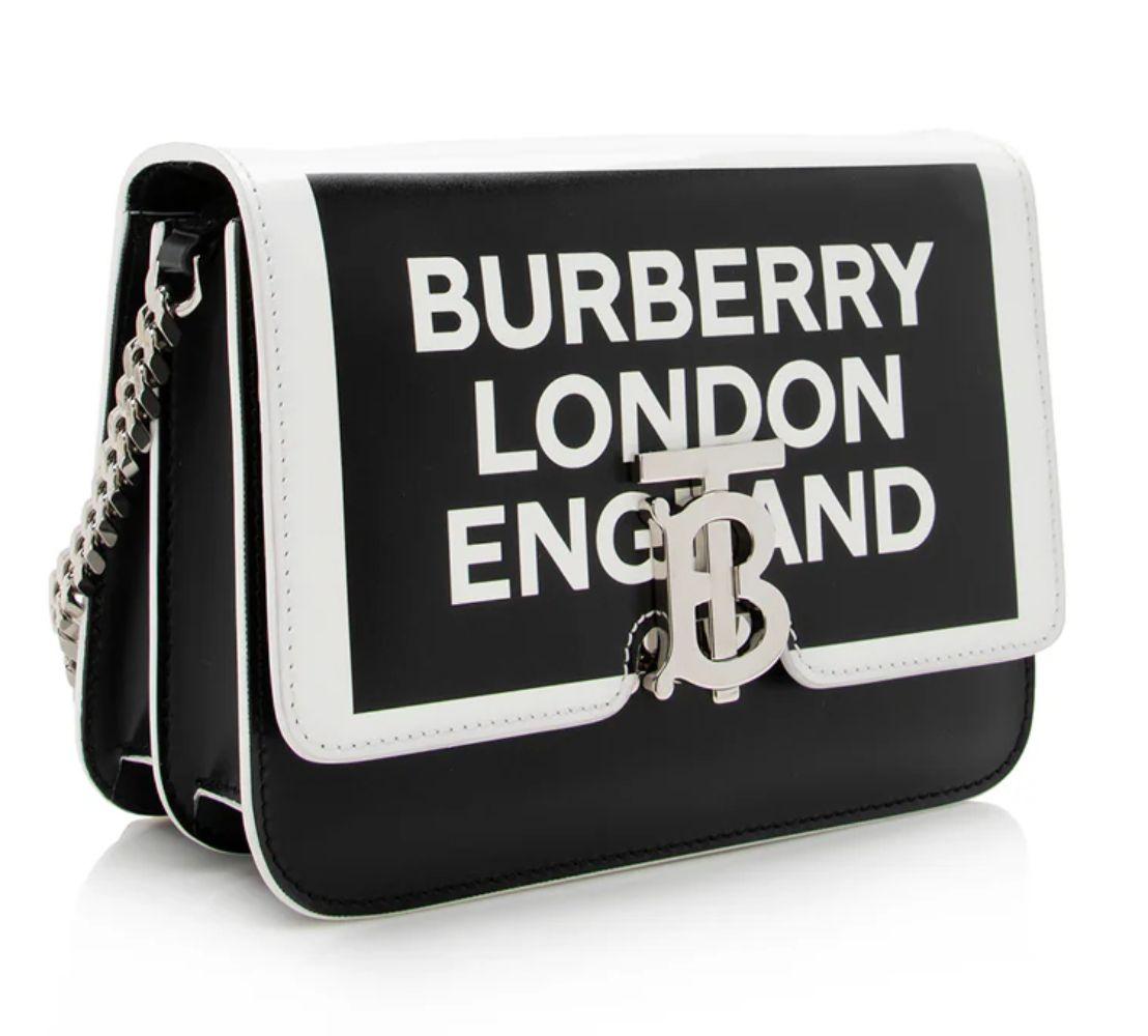Burberry Leather Logo TB Shoulder Bag - Leather - Black/White