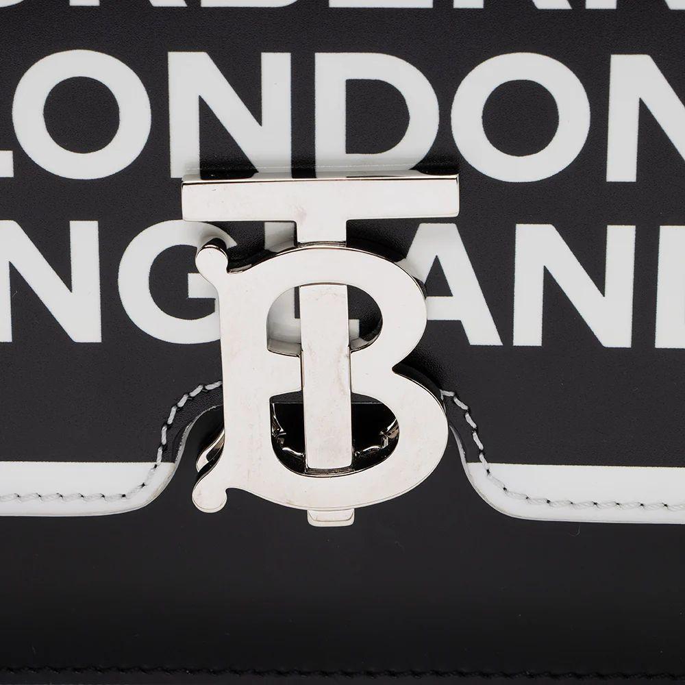Burberry Leather Logo TB Shoulder Bag - Leather - Black/White
