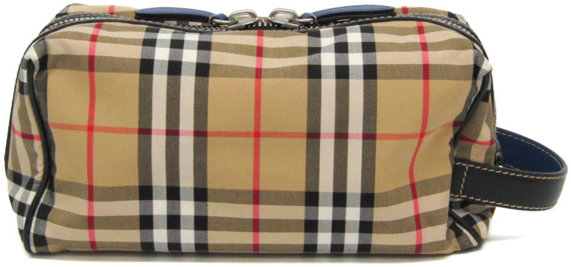 Burberry  Leather Nylon Canvas Clutch Bag Pouch - Beige - Nylon - Excellent