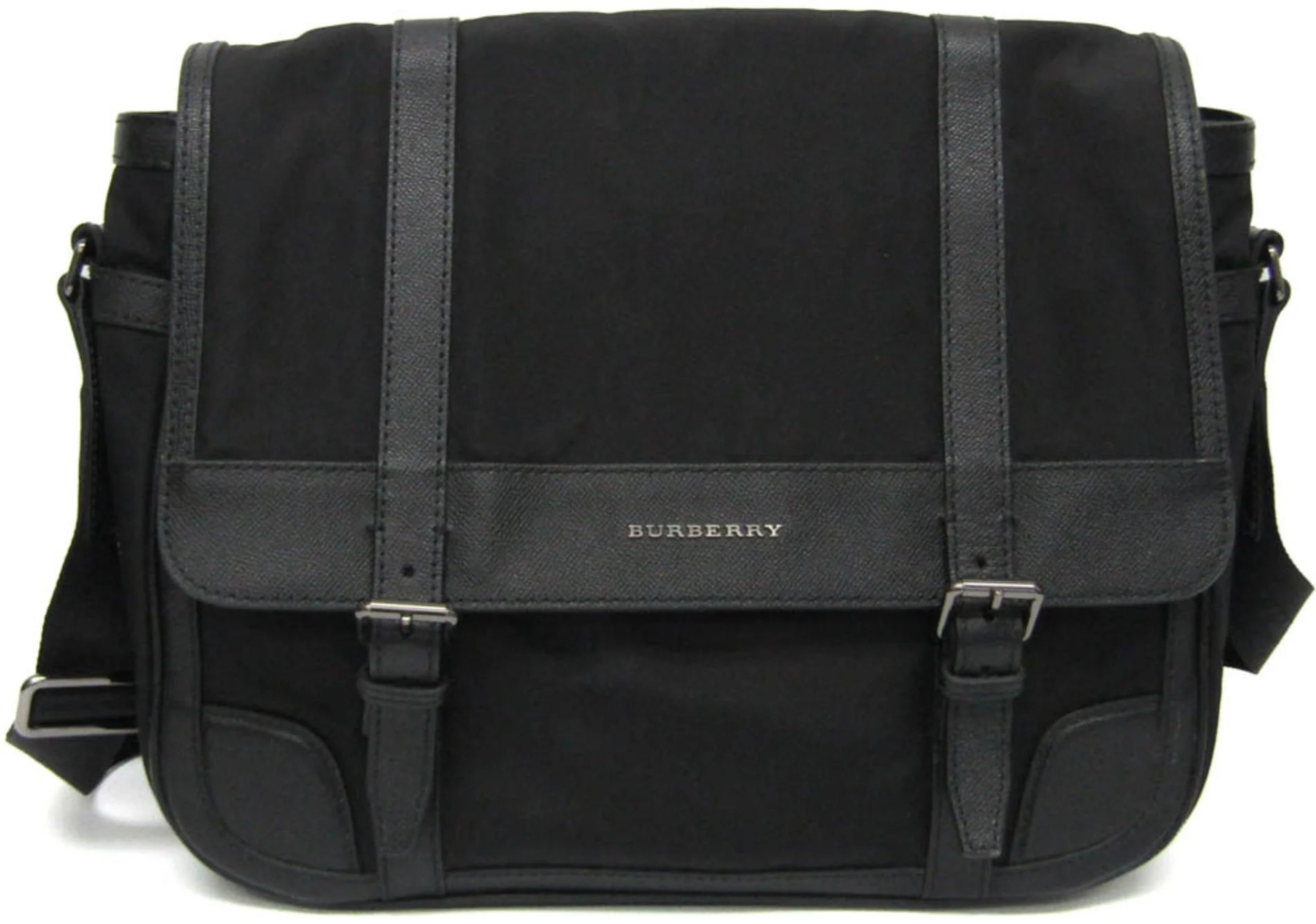 Burberry Leather Nylon Canvas Shoulder Bag - Nylon - Black