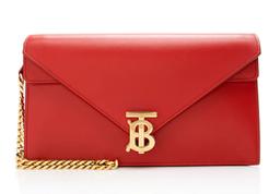 Burberry Leather TB Envelope Chain Shoulder Bag - Leather - Red