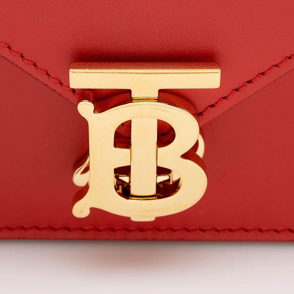 Burberry Leather TB Envelope Chain Shoulder Bag - Leather - Red