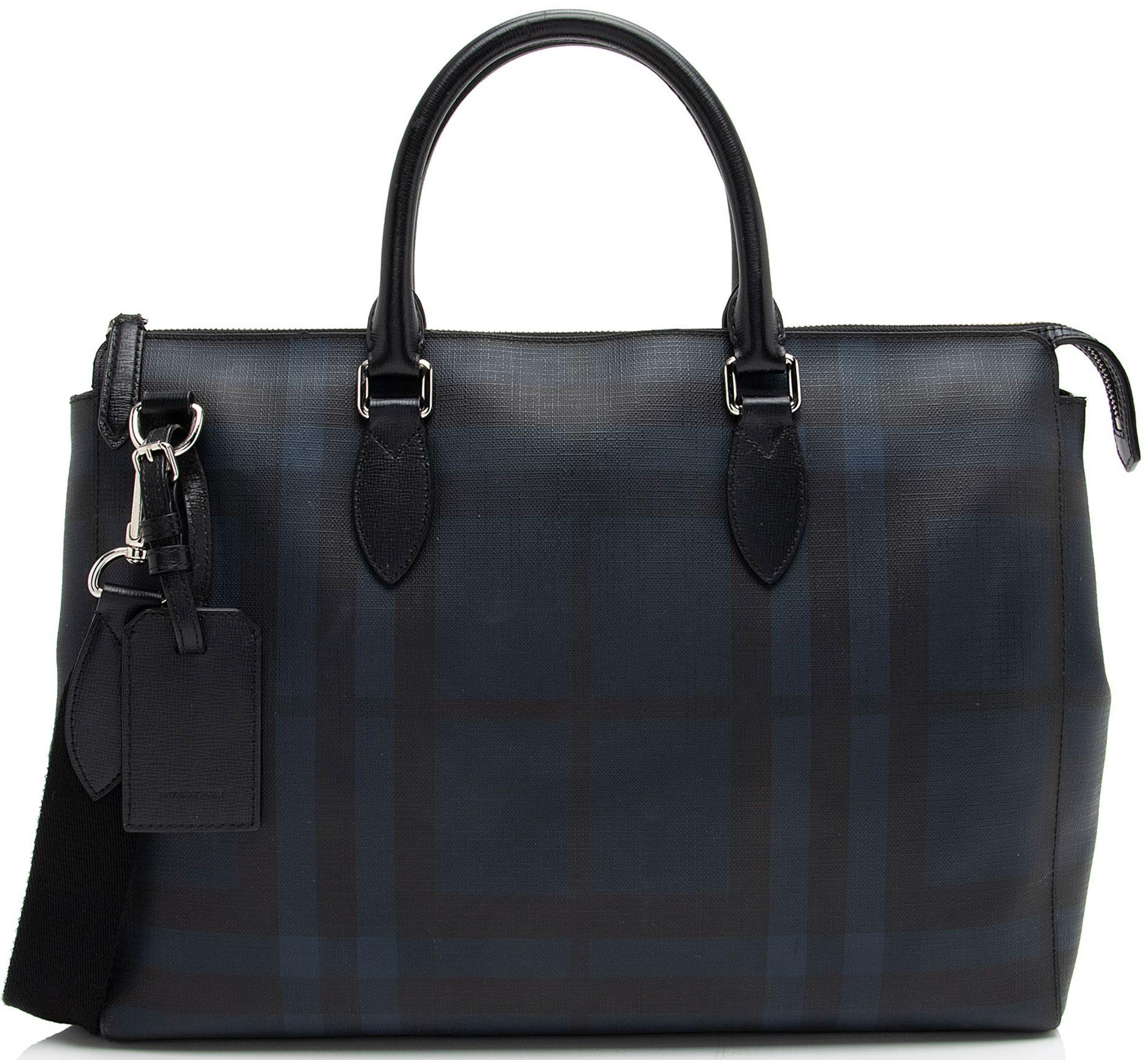 Burberry  London Check Bermondsey Briefcase - Black/Blue - Coated Canvas - Good