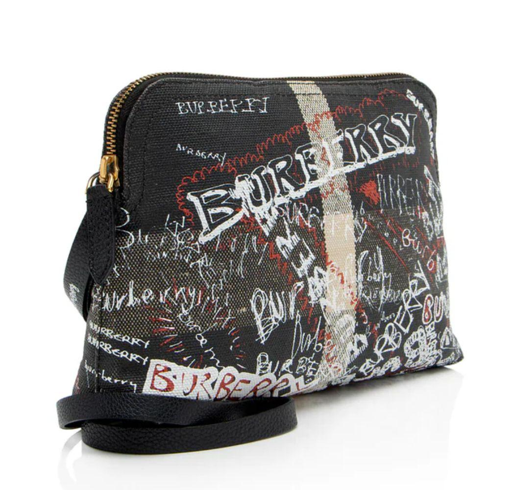 Burberry Mega Check Doodle Pouch - Coated Canvas - White/Black/Red
