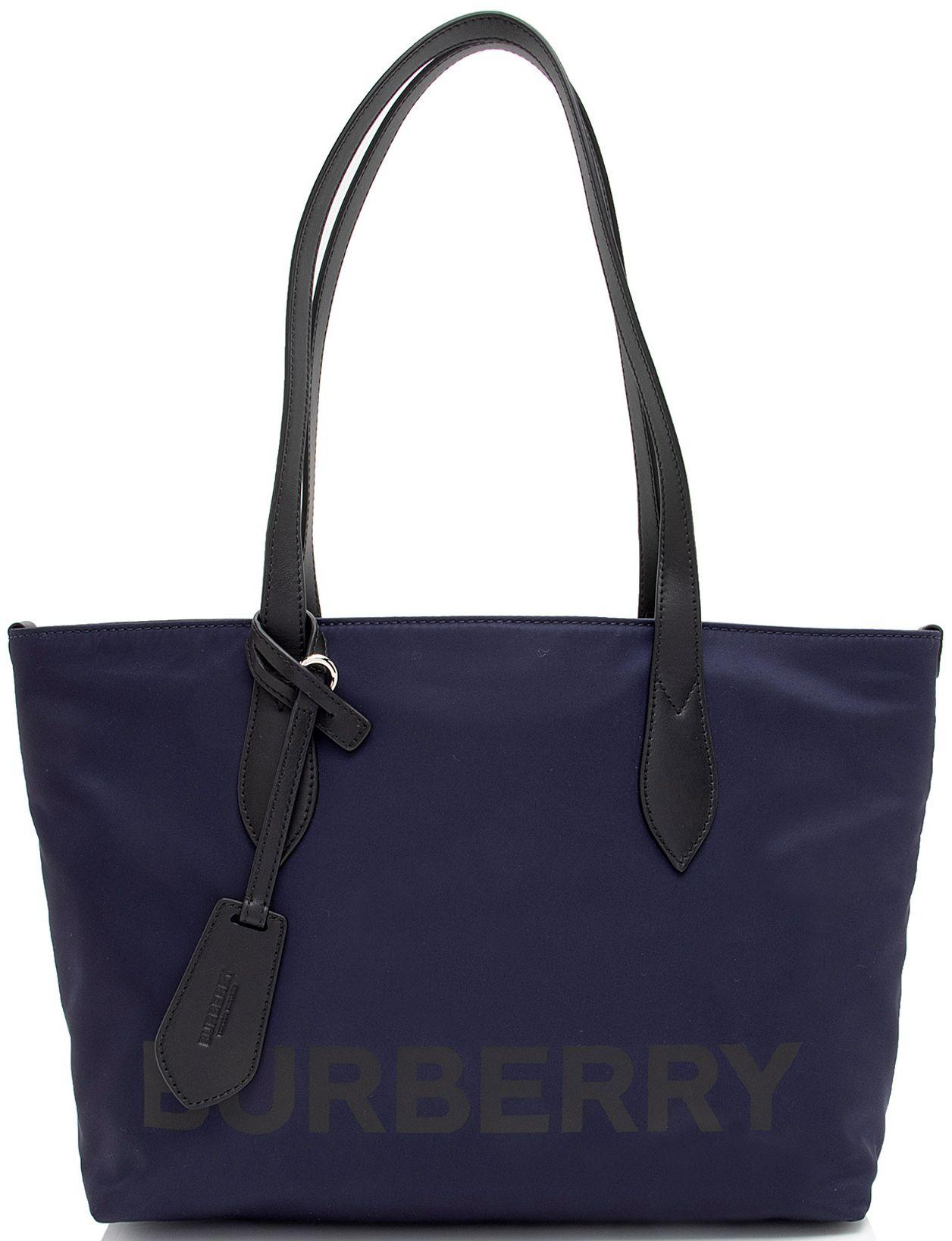 Burberry  Nylon Logo Ardwell Small Tote - Black/Blue - Leather - Excellent
