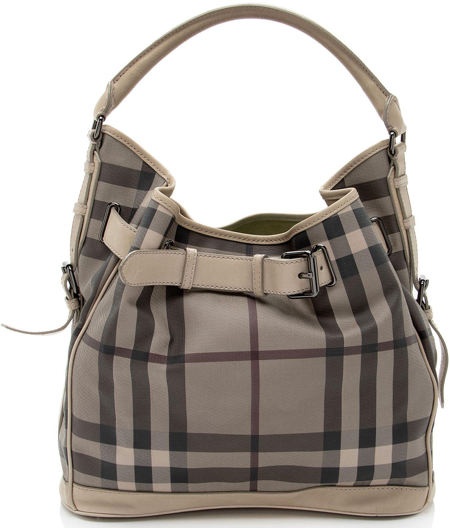 Burberry  Smoke Check Walden Medium Hobo - Brown/Grey - Coated Canvas - Good