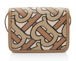 Burberry TB Monogram Leather TB Small Flap Bag - Leather - Brown