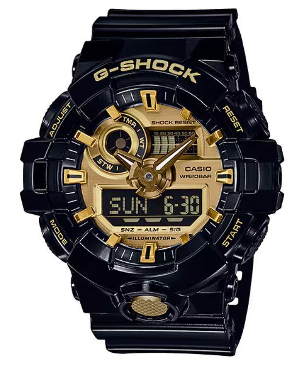 Casio CASIO Men's Multi-Dial Quartz Watch with Resin Strap GA-710GB-1A - Black/Gold - Excellent