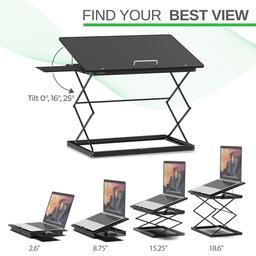 CD4 Ergonomic Laptop Stand and Standing Desk - Black