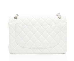 Chanel Caviar Leather Classic Jumbo Double Flap Bag - Leather - White