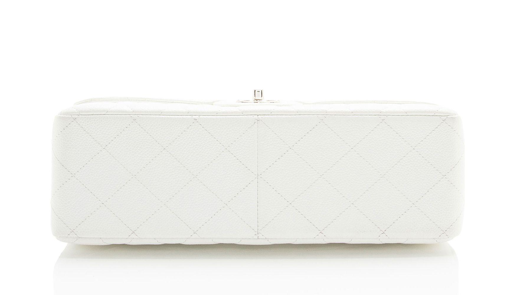 Chanel Caviar Leather Classic Jumbo Double Flap Bag - Leather - White