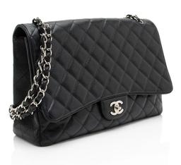 Chanel Caviar Leather Classic Maxi Single Flap Bag - Leather - Black
