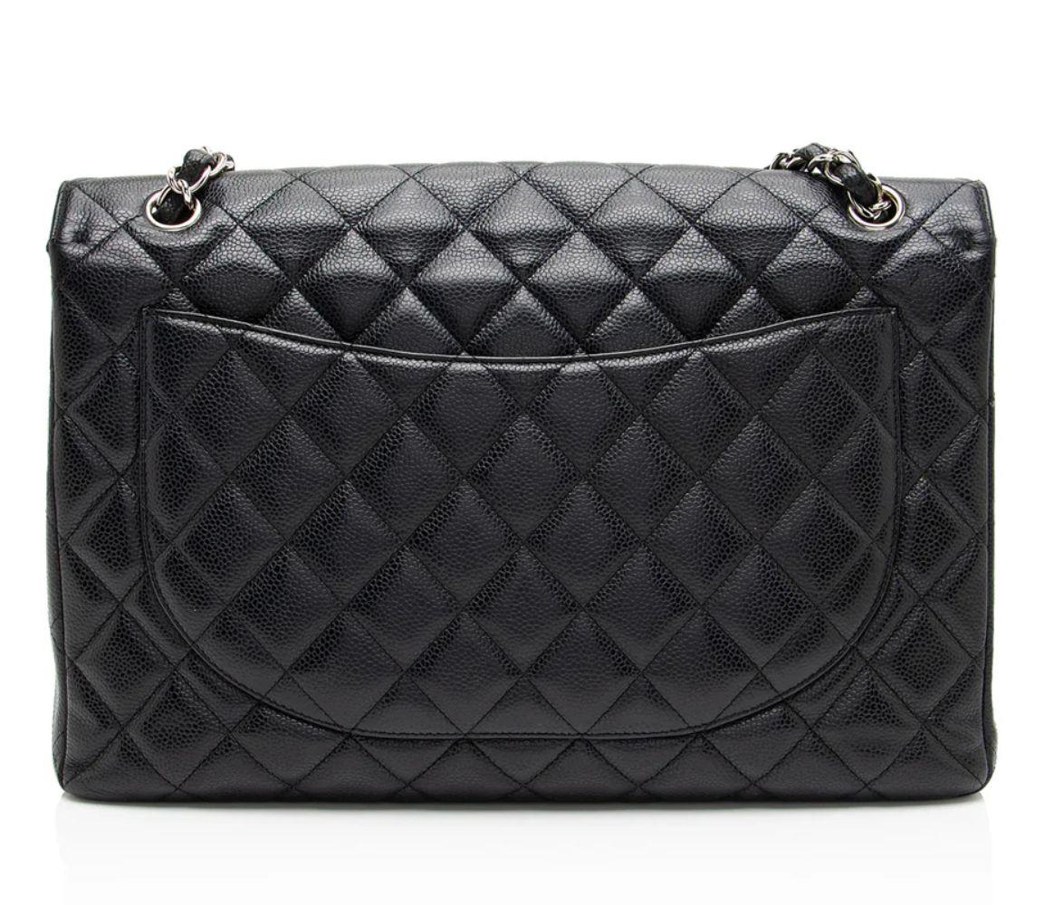 Chanel Caviar Leather Classic Maxi Single Flap Bag - Leather - Black