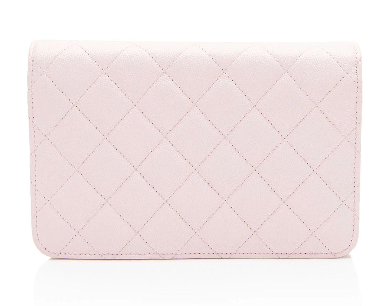 Chanel Caviar Leather Crystal CC Wallet on Chain - Leather - Pink