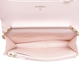 Chanel Caviar Leather Crystal CC Wallet on Chain - Leather - Pink