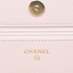 Chanel Caviar Leather Crystal CC Wallet on Chain - Leather - Pink